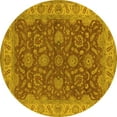 thumbnail image 1 of Ahgly Company Machine Washable Indoor Round Oriental Yellow Industrial Area Rugs, 6' Round, 1 of 4
