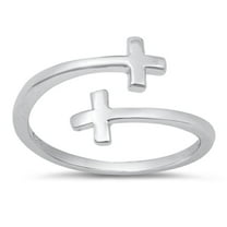 Sterling Silver Promise Cross Toe Ring Adjustable Midi Spoon Band 925 New Jewelry Female Unisex