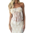 thumbnail image 5 of Biekopu Women’s 2 Piece Summer Outfits, Strapless Drawstring Lace Tube Tops + Long Skirt Set, 5 of 6