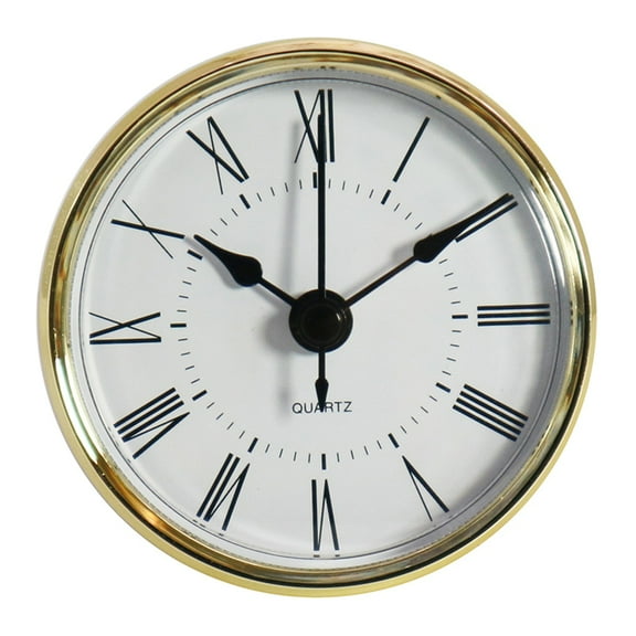 70mm Wall Quartz Clock Fit-up Roman Numeral Mounting Diameter 2.4inch/ 61mm Clock Insert Golden Bezel Operated