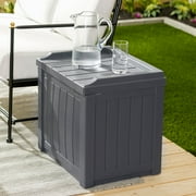Suncast 22 Gal Outdoor Patio Small Deck Box with Storage Seat, Cyberspace