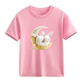 thumbnail image 4 of Spazoro Girls T-Shirts Tee, Crew Neck Cute Print Short Sleeve 100%Cotton Casual Tops for Kids Pink Size 2, 4 of 6