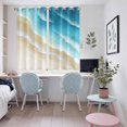 thumbnail image 4 of Blue Gradient Beach Kitchen Curtains Window Panels, Watercolor Coastal Seaside Waves Ombre Insulated Window Treatment Curtain, Grommet Curtains for Bedroom/Living Room/Bathroom, 2 Piece 52"Wx63"L, 4 of 8