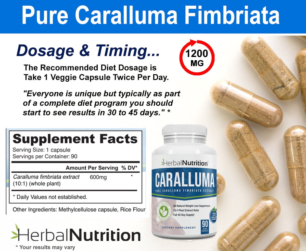 Caralluma Fimbriata 1200mg Herbal Nutrition Brand Two 90 Count Bottles! Weight Loss Supplement