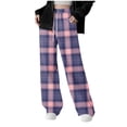 thumbnail image 2 of ATOGUTA Sweatpants Girls Boys Soft Plaid Long Pj Pants Kids Cute Elastic Waist Drawstring SLeep Bottoms with Pockets Size 5T-15, Purple, 2 of 6
