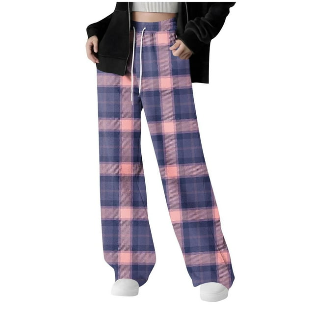 Straight Leg Sweatpants, Lightweight Pants with Pockets for Girls