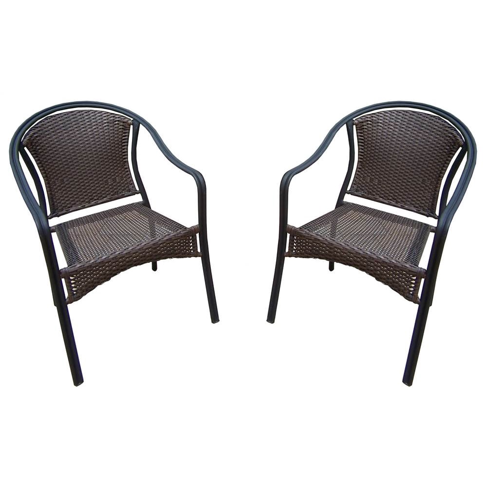 Stackable Wicker Chair with Round Back Set of 2