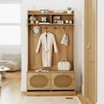 thumbnail image 4 of Costway 4-In-1 Hall Tree Entryway Bench with Coat Rack & Flip Drawers 6 Dual-Hook Hangers Natural, 4 of 10