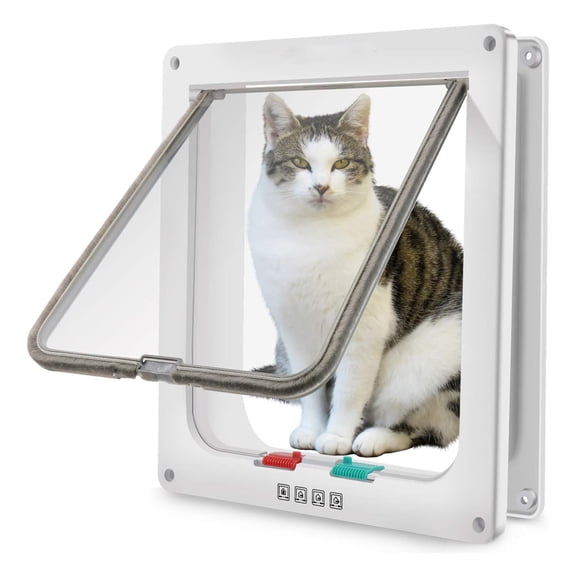 Bohorizon Cat Door, Pet Door with 4 Way Locking Flap, 11.0"X9.8"X2.2", Pack of 1,  White
