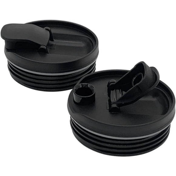 Flip Top to-Go Lid for Ninja Professional Blender Cup - Compatible with Ninja Blender BL660/ BL660C/ BL620C/ BL780C/ BL770/ BL810C/ QB3001SS/ QB3000 Accessories & Replacement Part (2 Pack, Black)
