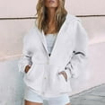 thumbnail image 1 of Women'S Autumn And Winter Button Up Cardigan Solid Color Drawstring Hooded Pocket Sleeve Sweatshirt, 1 of 8