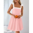 thumbnail image 3 of Vestido ZESICA para mujer, verano 2025, estilo bohemio, cuello cuadrado, rosa, 3 of 7
