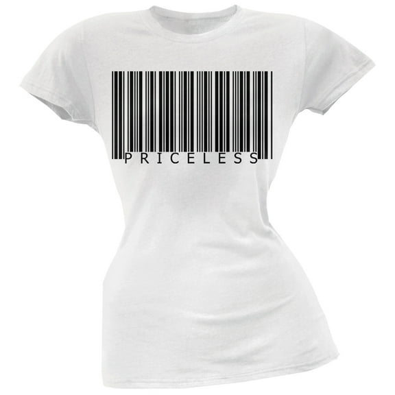 Priceless Barcode White Juniors T-Shirt - X-Large