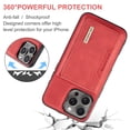 thumbnail image 6 of 2 in 1 Wallet Case for iPhone 16 for Women Men, Detachable Cards Holder Magnetic Back Cover Stand Feature Shockproof Premium PU Leather Phone Cover for iPhone 16, Red, 6 of 11
