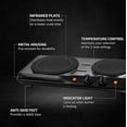 thumbnail image 2 of OVENTE Countertop Infrared Double Burner, 1700W Electric Hot Plate and Portable Stove, Black BGI102B, 2 of 8