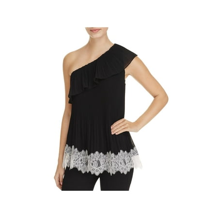 Trimmed Chiffon - MICHAEL Michael Kors Womens Chiffon Lace Trim Blouse