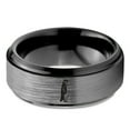 thumbnail image 2 of Tungsten Emperor King Penguin Standing Band Ring 8mm Men Women Comfort Fit Black Step Bevel Edge Brushed Gray Polished, 2 of 4