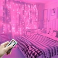 thumbnail image 1 of LNGOOR 300 LED Pink USB-Powered Curtain String Lights with Remote Control - 3Mx3m/9.8FTx9.8ft  8 Lighting Modes  Infrared Sensor  Metal Fairy Lights for Christmas  Halloween  Weddings  Be, 1 of 7