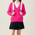 thumbnail image 4 of Guluxicc Kids Girls School Uniform Cotton Knit Cardigan V Neck Long Sleeve Button Down Sweater 5-17 Years, 4 of 8