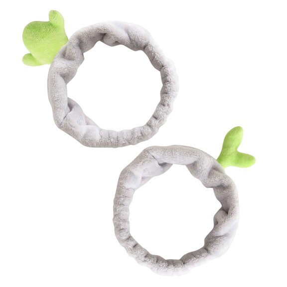 ELAYARD 2Pcs Plush Grey Cactus Headwrap for Cosmetic Shower and Exercise Use