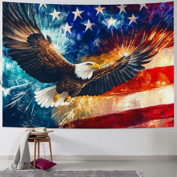 BCIIG American Flag Wall Tapestry Aniaml Eagle Tapestry for kids boys Wildlife Soft Tapestry Wall Hanging for Independence Day,Large  40x30inch