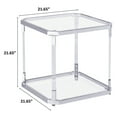 thumbnail image 2 of Glass Side Table-Silver Chrome End Table Clear Acrylic Nightstand for Living Room Bedroom, 2 of 6