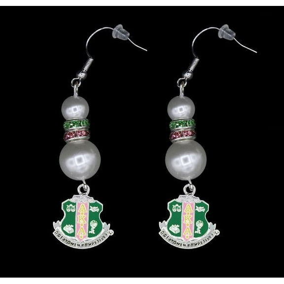 AKA Pearl Earrings with Shield