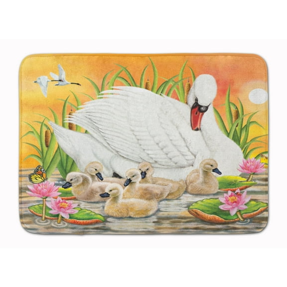 Mother Swan At Sunset Machine Washable Memory Foam Mat