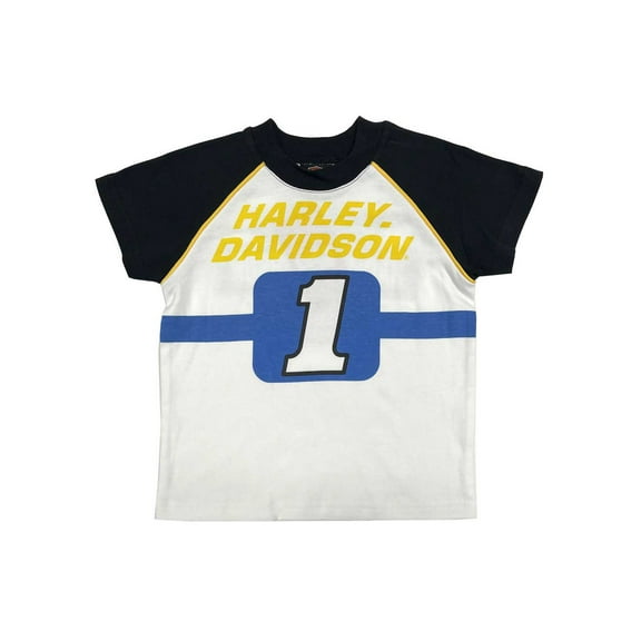 Harley-Davidson Little Boys' Racing Short Sleeve Raglan Colorblocked Tee (4/5), Harley Davidson