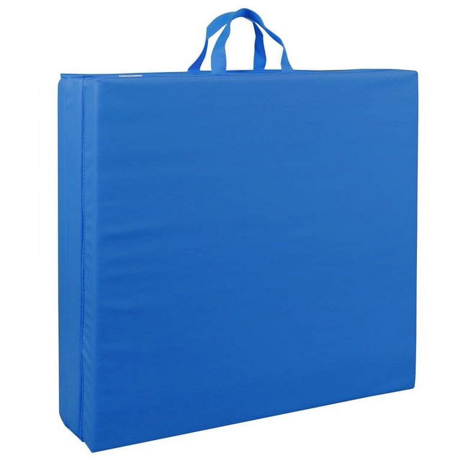 Zeny 6' x 2' Exercise Tri-Fold Gym Mat,Aerobics Yoga Workout Tumbling Mats for Home Gym Flooring with Carry Handles for Gymnastics, Stretching, Martial Arts-Blue