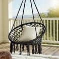 thumbnail image 2 of Hammock Chair, Macrame Hanging Indoor Swing Chairs with Hardware Kit,Adult Boho Swinging Swings for Outside,Patio,Balcony,Bedroom (Black (Pillows are not Included)), 2 of 16