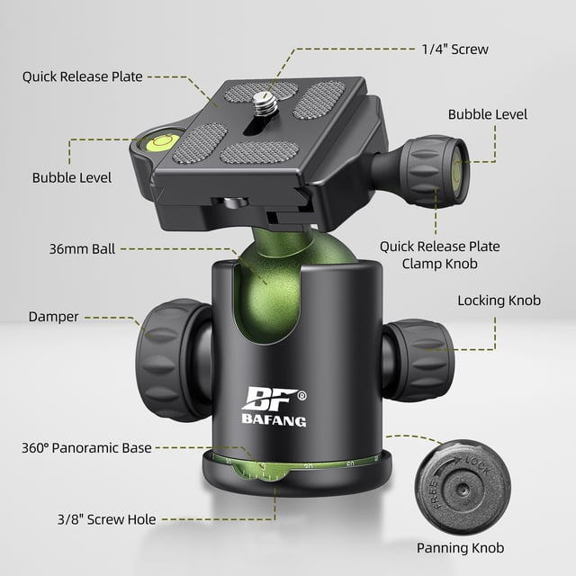 BAFANG Ball head,Plate Bubble Level Ball Head Monopod Slider Max. Level Head Monopod Quick Release Plate With 1/4 Inch Head With 1/4 Head Monopod Slider Release Plate Bubble 1/4 Inch Quick Ballhead