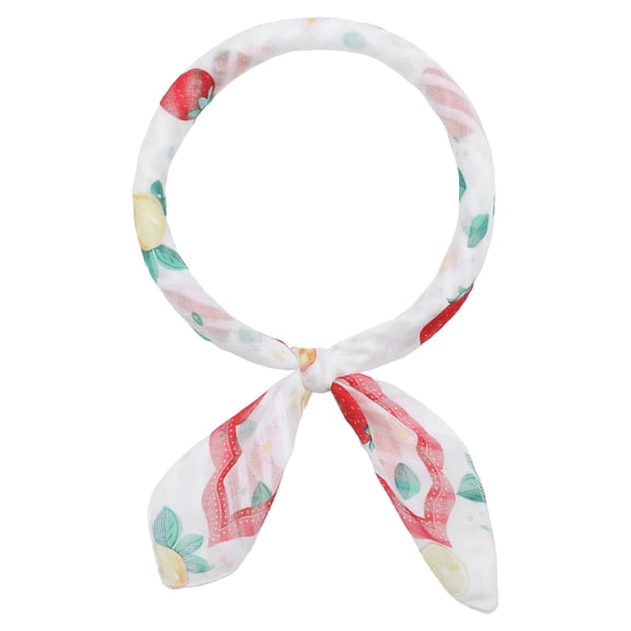 INSPIRE CHIC Women's Mother's Day Floral Printed Cotton Blended Scarves, 21.7" Small Square Flowers Headscarf Neckerchief Lemon Strawberry