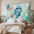 thumbnail image 3 of Sea Seahorse Coastal Tapestry for Bedroom Wall Hanging Tapestry,Turquoise Nautical Summer Coral Vintage Ceiling Backdrop Tapestries Poster Blanket Wall Decor for Teens Room Living Room Dorm 59" x 79", 3 of 8