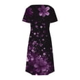 thumbnail image 4 of Uaswgudfs Women's Short Sleeve V-Neck Midi Dress​ - Summer Casual Floral Texture & Relaxed Fit, Smooth Fabric with Functional Pockets Purple M, 4 of 7