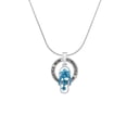 thumbnail image 2 of Delight Jewelry Silvertone Blue Open Plumeria Flower Flip Flop Gymnastics Mom Ring Charm Necklace, 18", 2 of 4