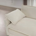 thumbnail image 3 of Modern and Comfortable Deep Seated Sofa Set in Light Beige Corduroy (220×80×75cm), 3 of 16