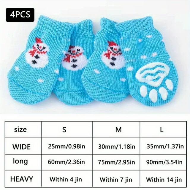 4PCS Pet Paw Protection Dog Socks For Pet Dog Small Cat Non-slip Pet Socks Christmas Gift Pattern