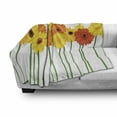 thumbnail image 3 of Gerber Daisy Soft Flannel Fleece Blanket, Orange and Yellow Color Flowers on Green Stems Horizontal Border, Cozy Plush for Indoor and Outdoor Use, 50" x 70", Orange Yellow and Green, by Ambesonne, 3 of 6