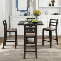 Newboti Furniture 5-Piece Wooden Counter Height Dining Set with Padded Chairs and Storage Shelving (Espresso) 55208