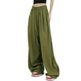 thumbnail image 2 of Lucakuins, pantalones de traje de pierna ancha para mujer, pantalones sueltos casuales elásticos de Color sólido para el trabajo, ropa de calle de oficina Lucakuins  moda, 2 of 8