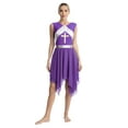 thumbnail image 3 of DPOIS Women Liturgical Praise Dance Dress Church Worship Dance Overlays Tunic Purple XL, 3 of 7