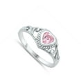 thumbnail image 4 of CHOOSE YOUR COLOR Filigree Swirl Heart Promise Ring .925 Sterling Silver Pink CZ Female Size 12, 4 of 4