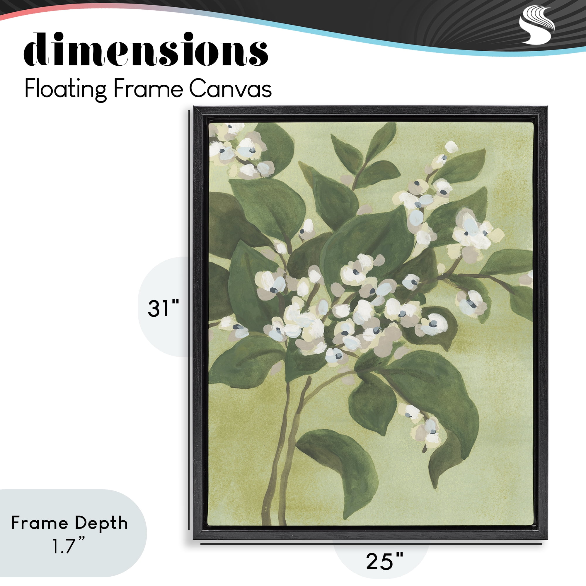 Stupell Industries Verdant Branch Blossoms Black Framed Floater Canvas Wall Art, design by June Erica Vess