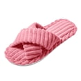 thumbnail image 3 of YLYL Slippers for Women Memory Foam House Bedroom Corduroy Crossbands Open Toe Anti-Skid Sole Slides Shoes, 3 of 9