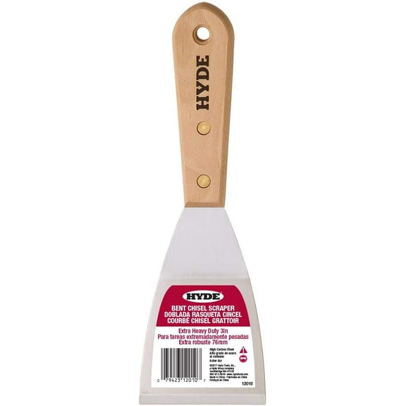 HYDE 12010 Bent Blade Chisel Scraper, 3-inch Extra Heavy Duty