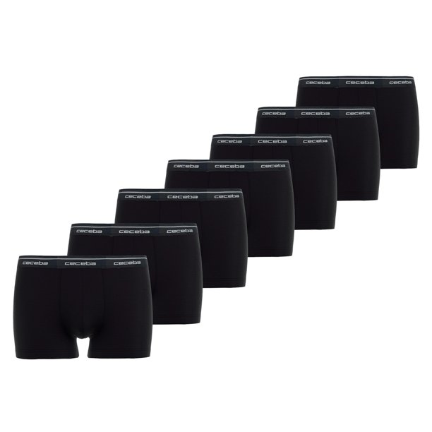 CECEBA Calzoncillos bóxer para hombre, pack de 7 - Monza, ropa interior, logotipo, unicolor Negro XL (X-Large)