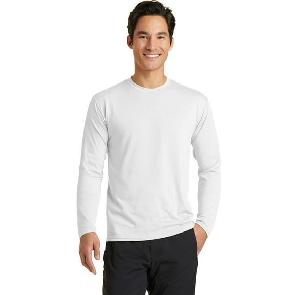 port & company men's long sleeve blended performance tee