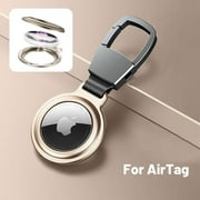 Magnetic Adsorption Case for Apple Airtag, Dteck Portable Metal Magnet Airtags Case with Keychain Holder, Gold