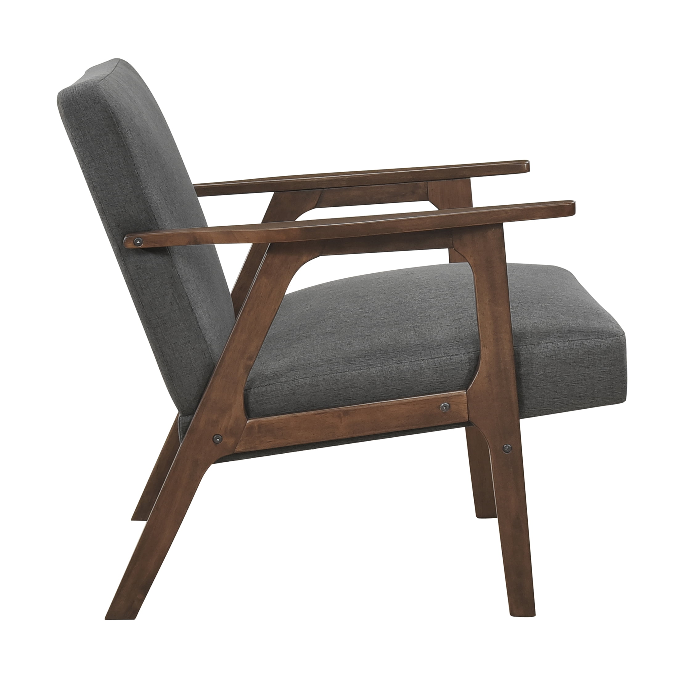 OakvillePark Harrowveil Textured Fabric Accent Chair, Dark Gray/Brown Wood